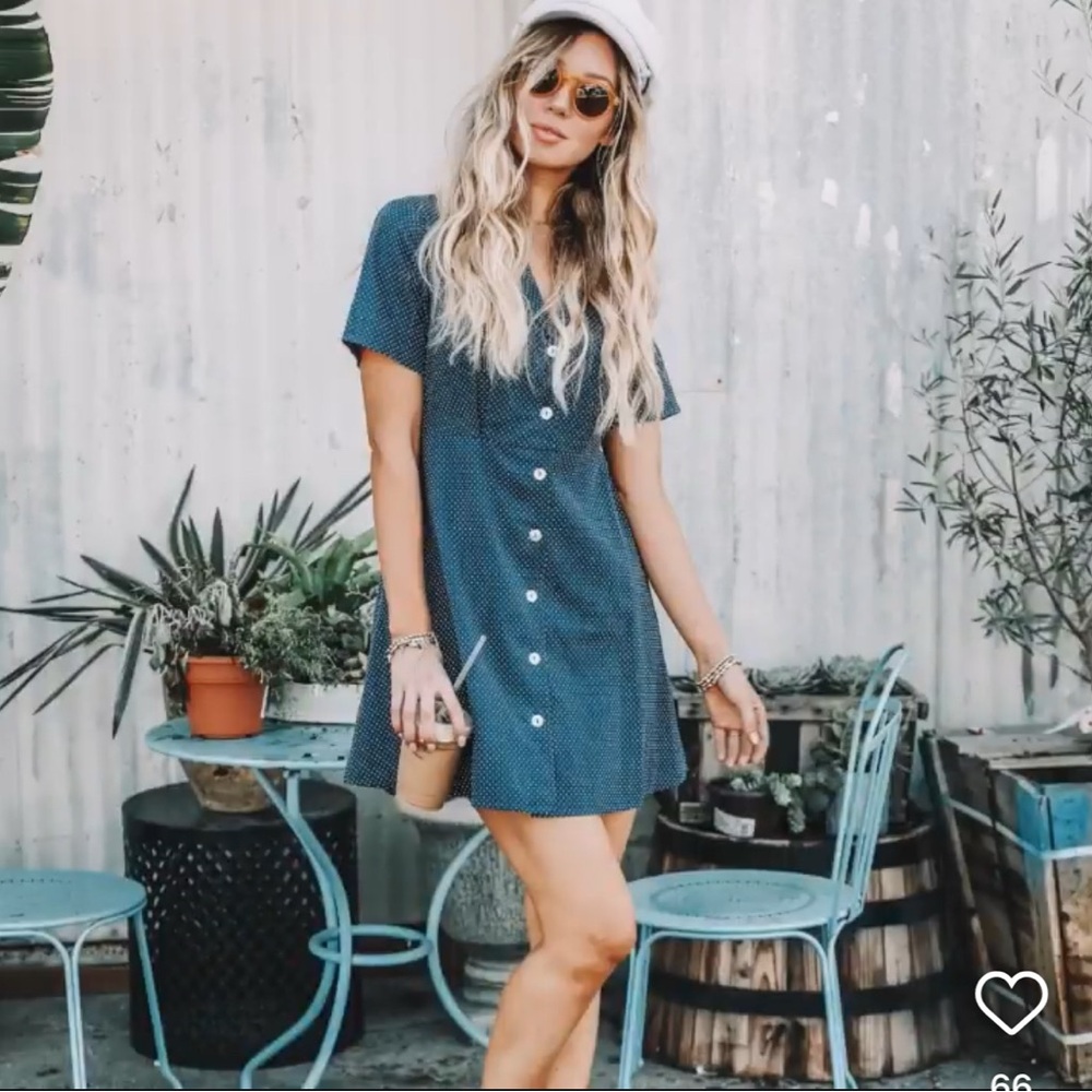 Knot Sisters Ellen Dress in Navy Dot